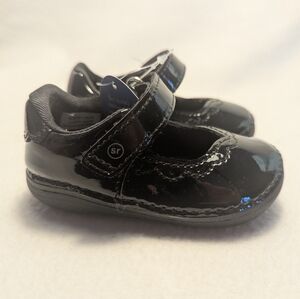 NWT Stride Rite Black Patent Mary Jane Shoes for Babies, Size 3M